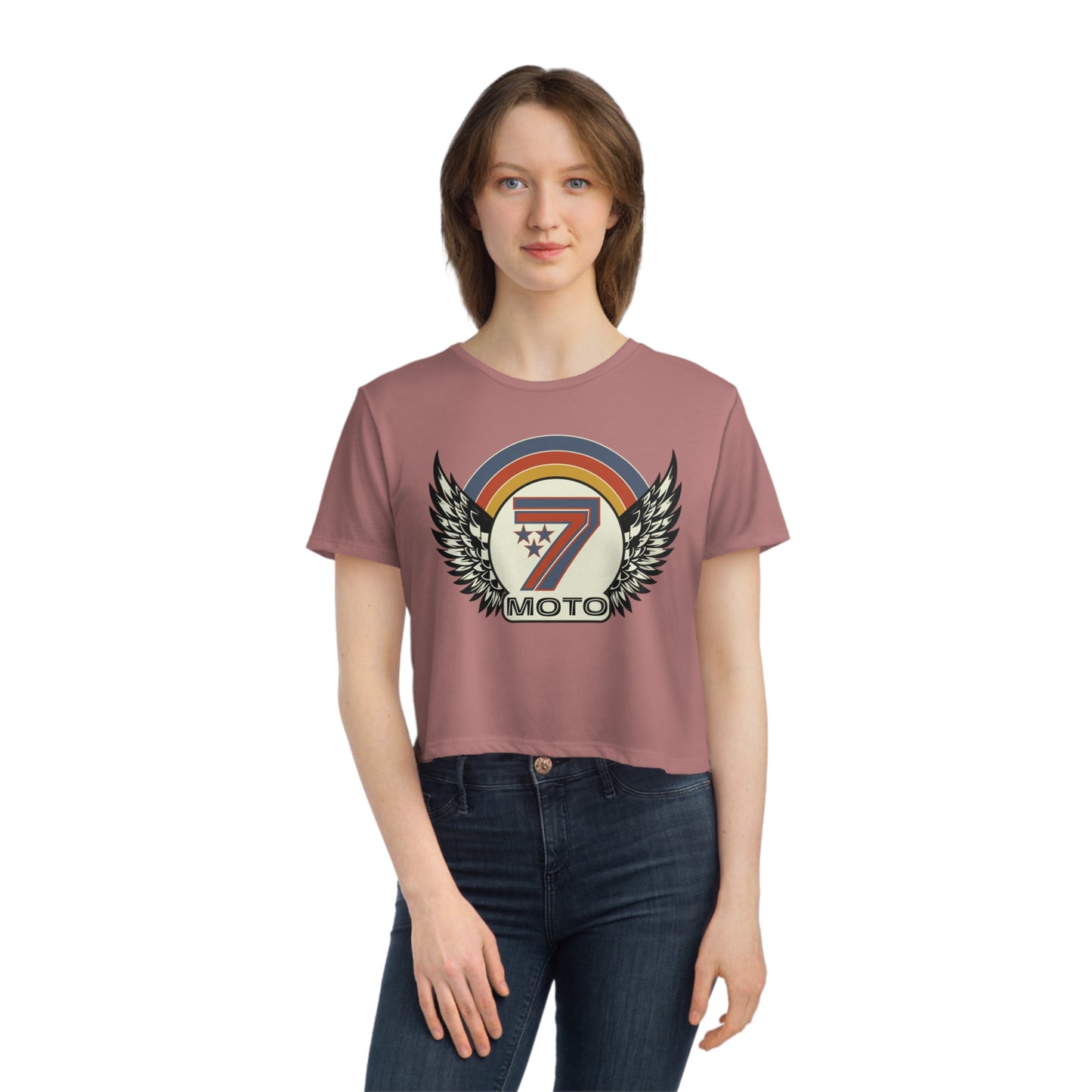 Rainbow 7 Women's Flowy Cropped Tee
