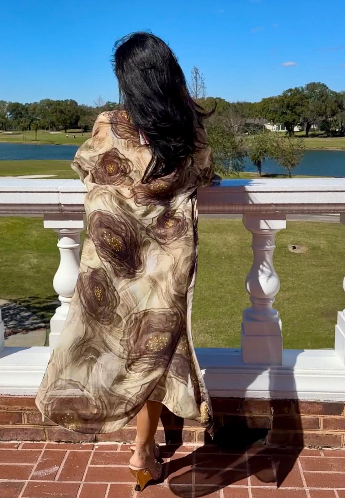 Chocolate Cosmos Open Kimono Cape