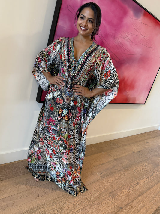 Angkor Wat Jungle Temple Long Kaftan Dress