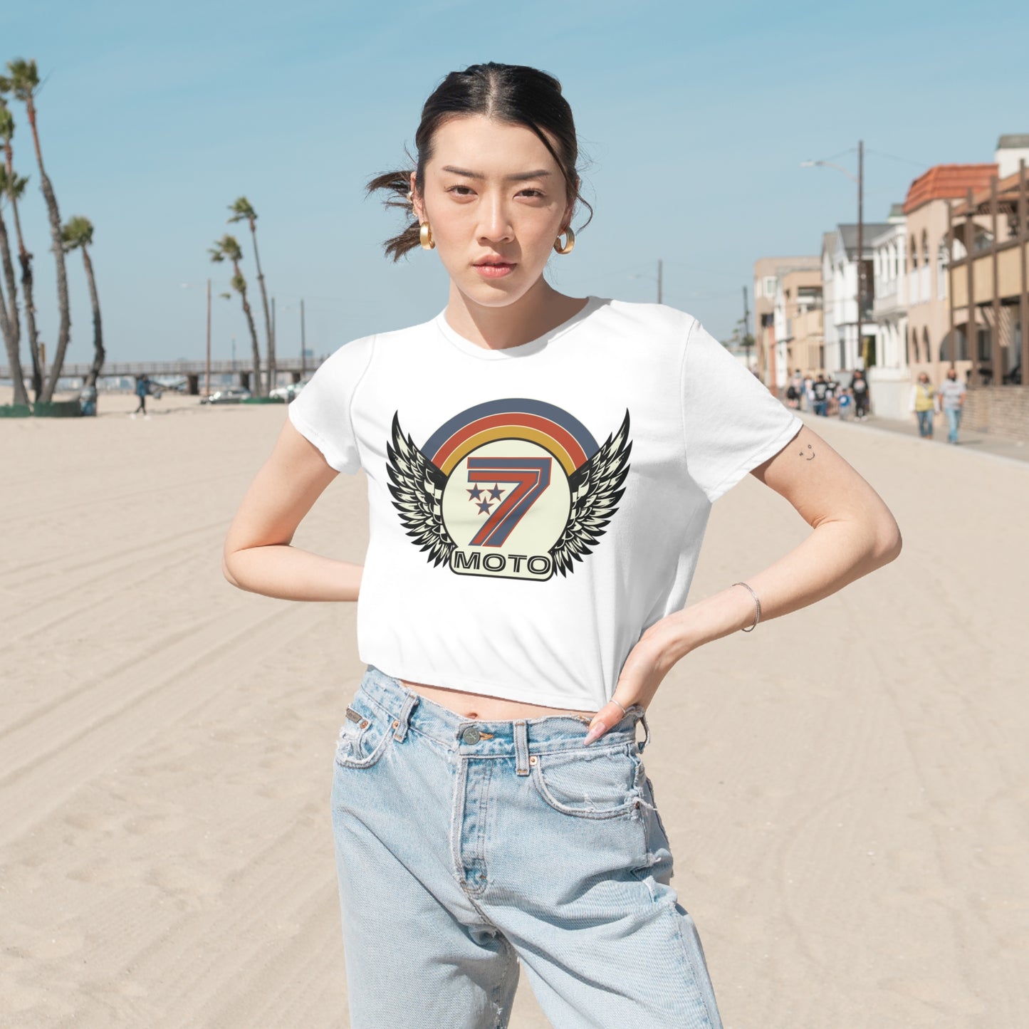 Rainbow 7 Women's Flowy Cropped Tee