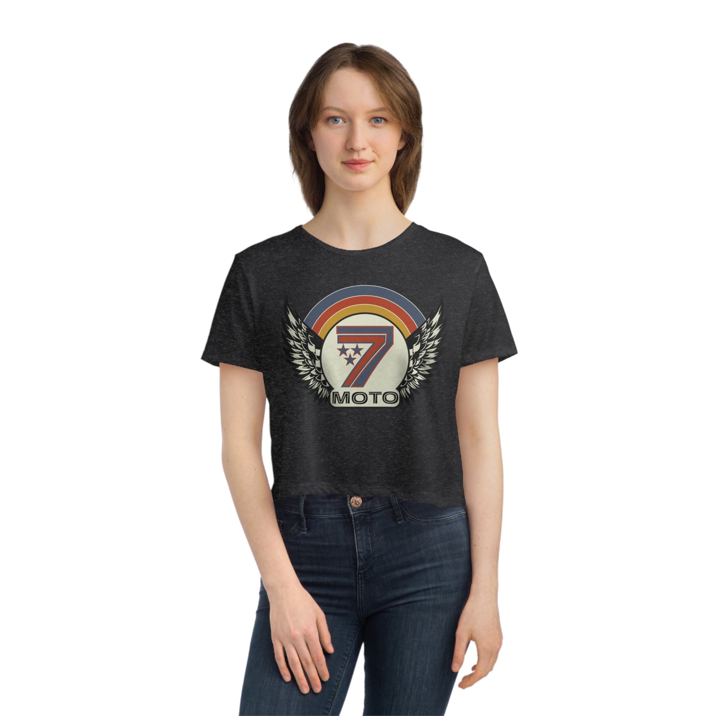 Rainbow 7 Women's Flowy Cropped Tee