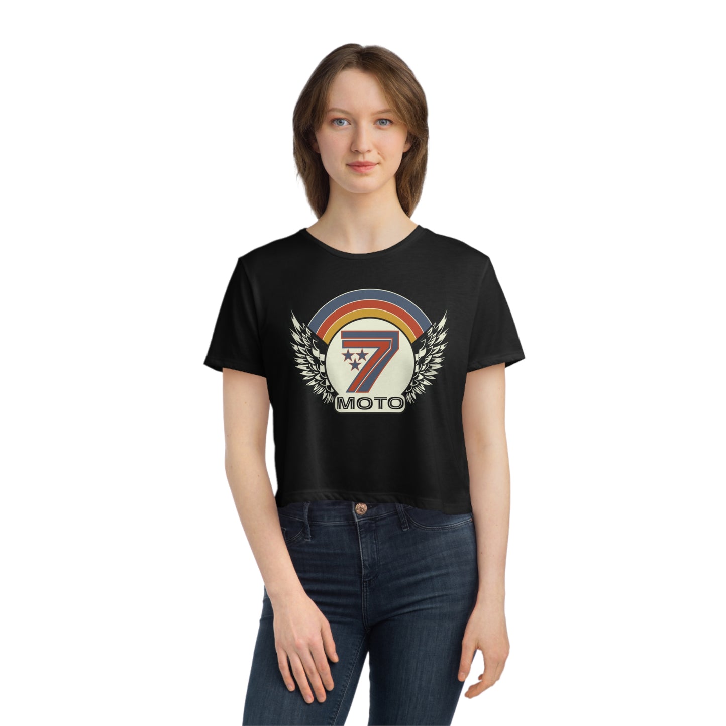 Rainbow 7 Women's Flowy Cropped Tee