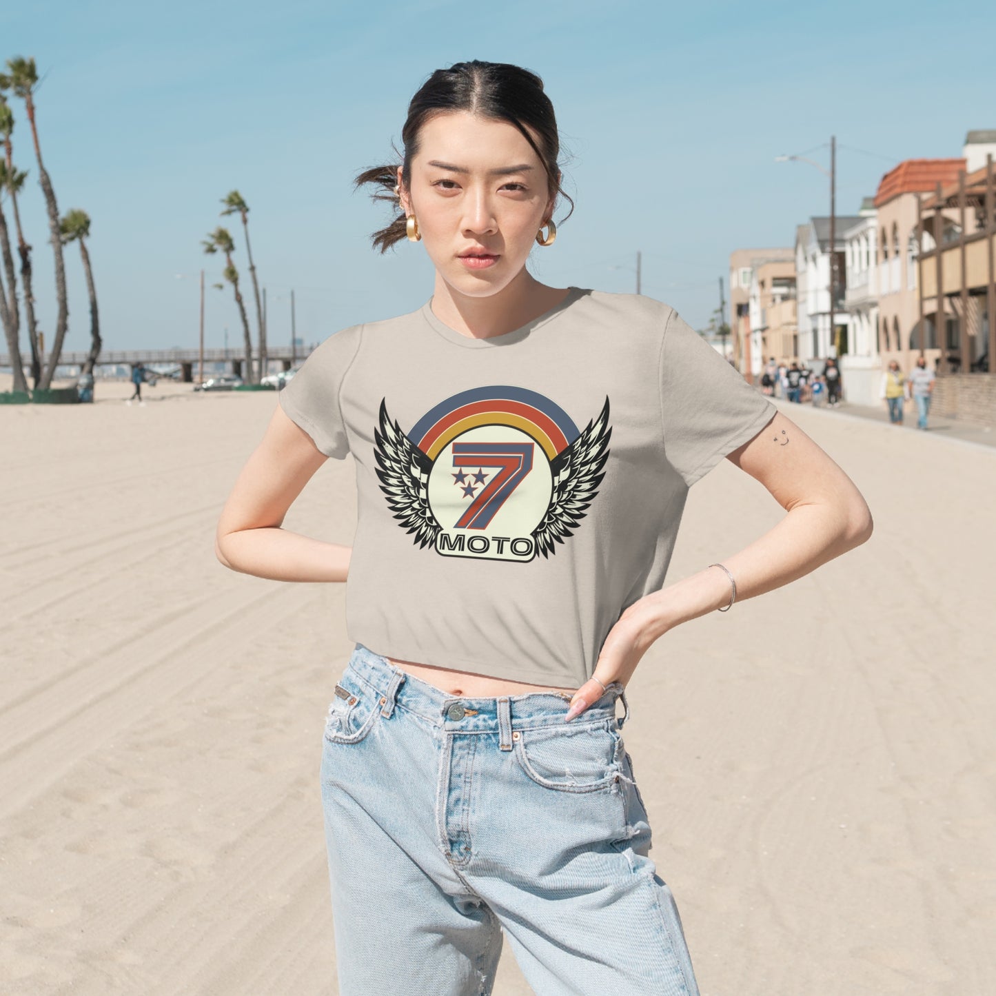 Rainbow 7 Women's Flowy Cropped Tee