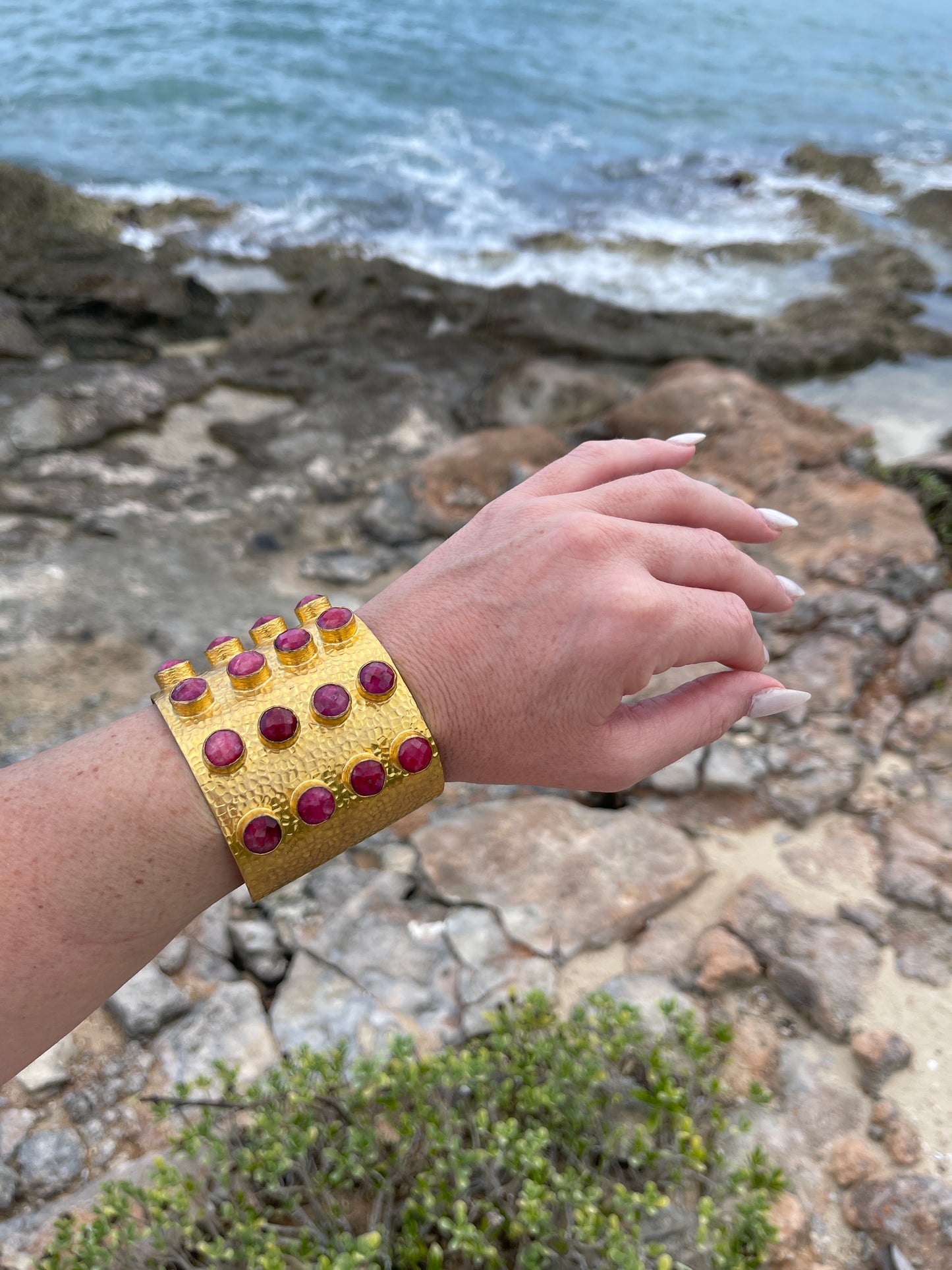 Emerald Bangle Gold Cuff Bracelet