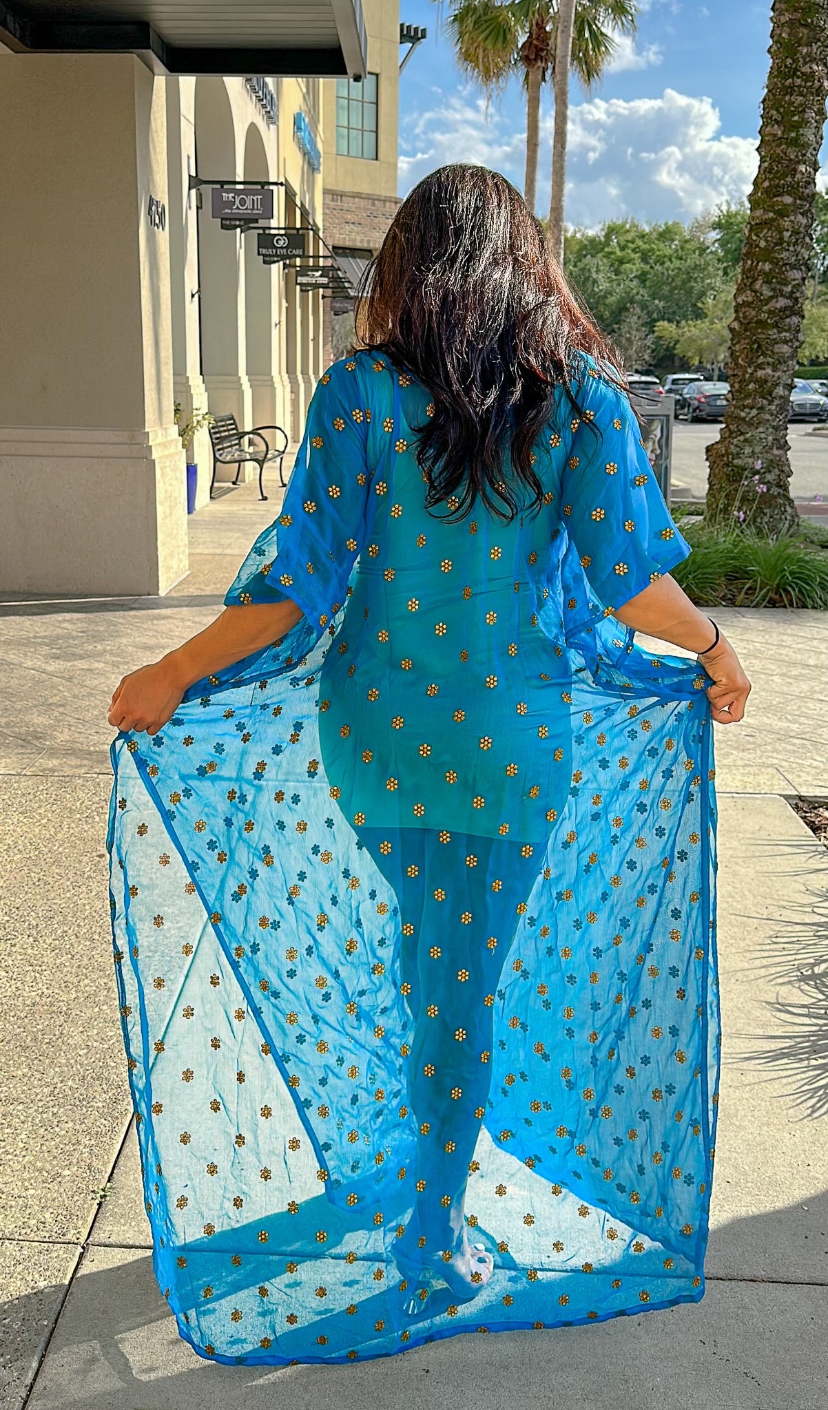 Starburst Teal Long Kaftan