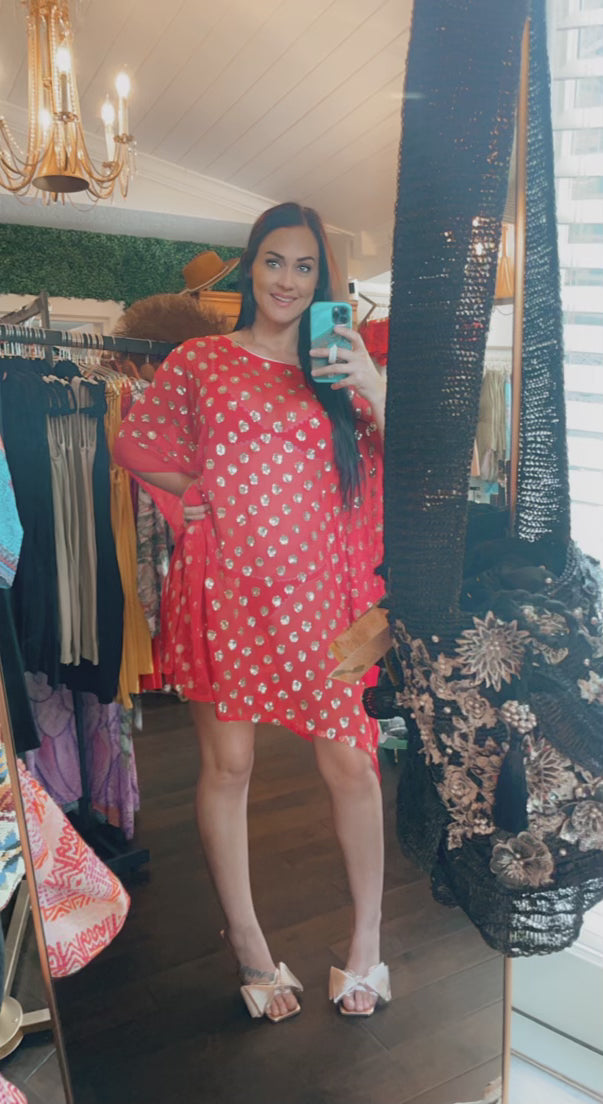 Red Starburst Mid-Kaftan