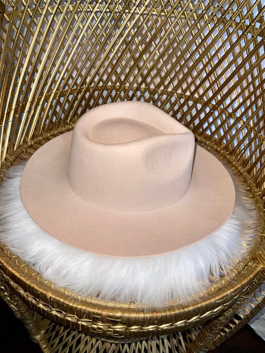 Beige Hat - Teardrop Crown Wool Hat