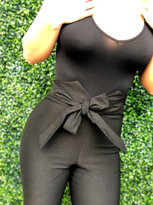 High-Waist Bow-Tie Slacks Black